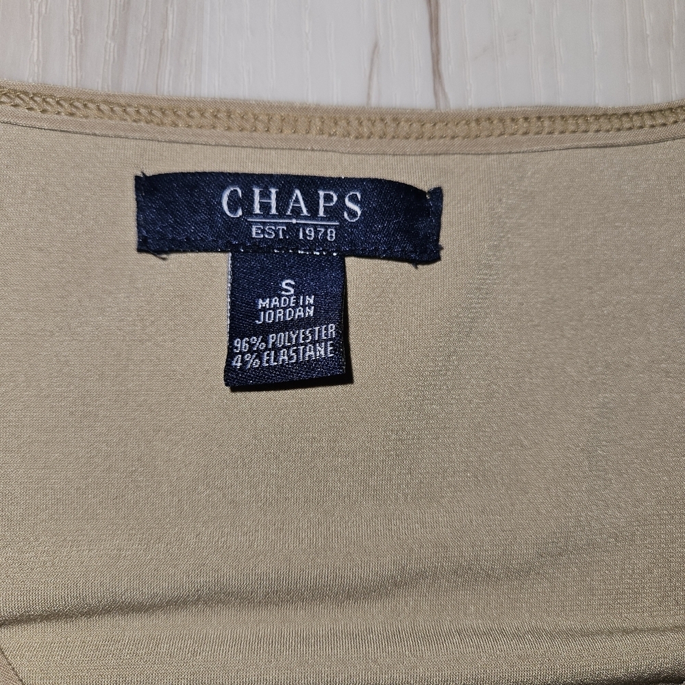 Chaps Beige Flutter Sleeve Blouse Women's Small V-Neck Business Casual Top - Picture 4 of 8
